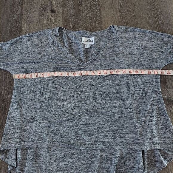 Joseph Ribkoff Layered V-Neck Tunic Top Sz 8 Silver Gray 3/4 Sleeve - Picture 9 of 10